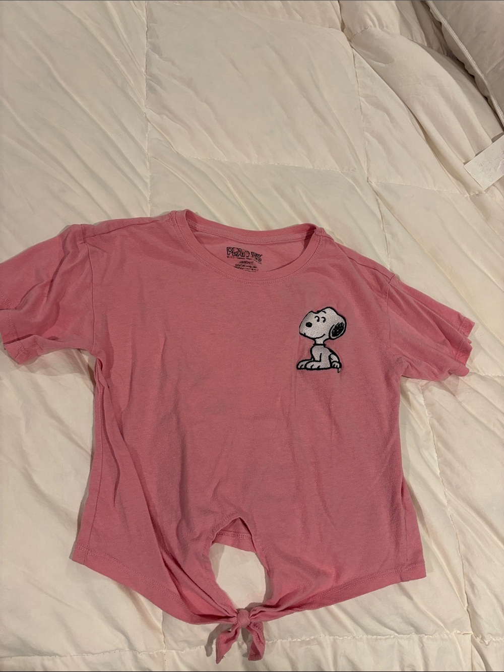 XS Pink Snoopy Tie-Front One-Piece